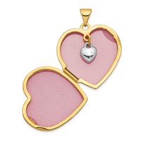 14K Two-tone Diamond Always in MY Heart Script with Heart Charm Inside 21mm Heart Locket view 4