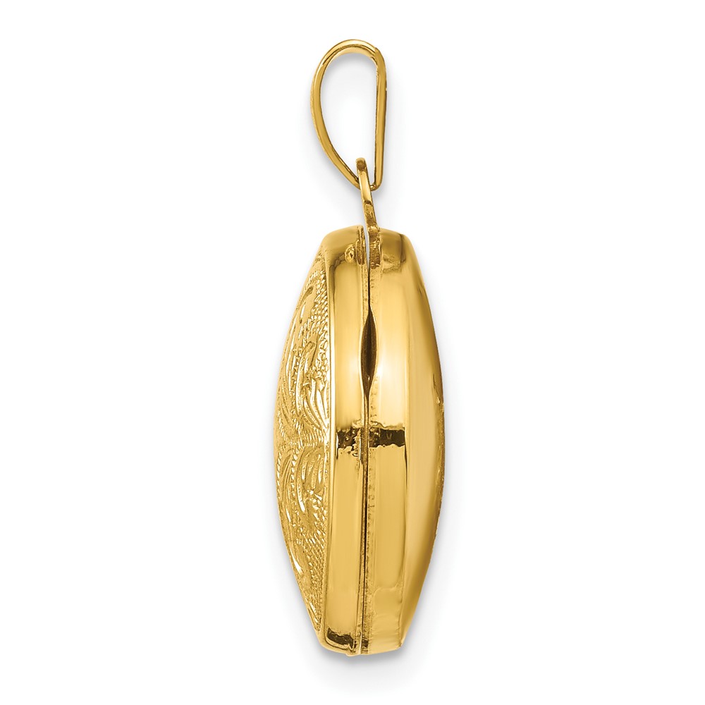 14k Polished Scroll Design 16mm Round Locket (XL642)