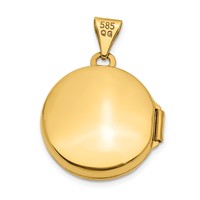 14K Yellow Gold Polished Scroll Design 16mm Round Locket view 3
