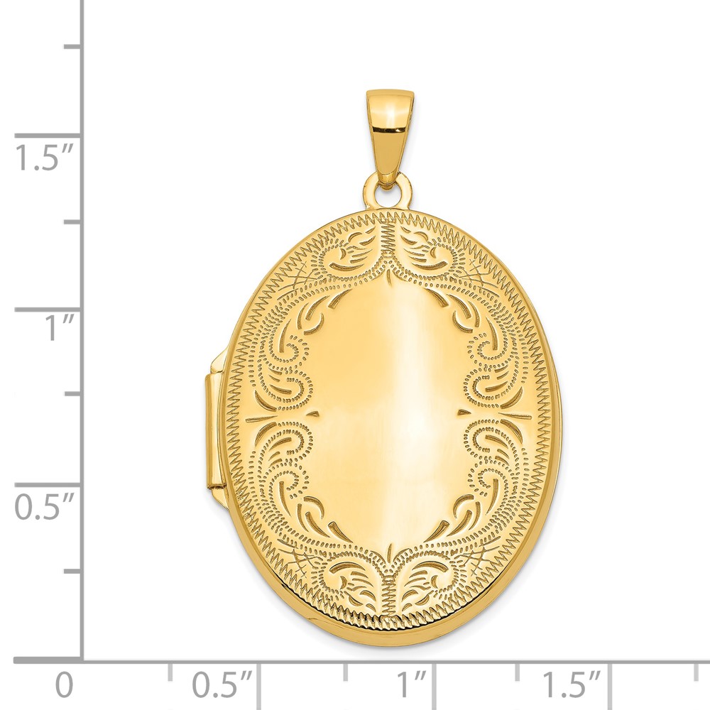 14k Polished Scroll Border 31mm Oval Locket (XL644)