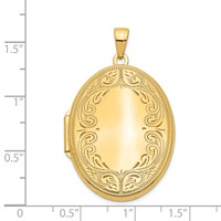 14K Yellow Gold Polished Scroll Border 31mm Oval Locket view 5