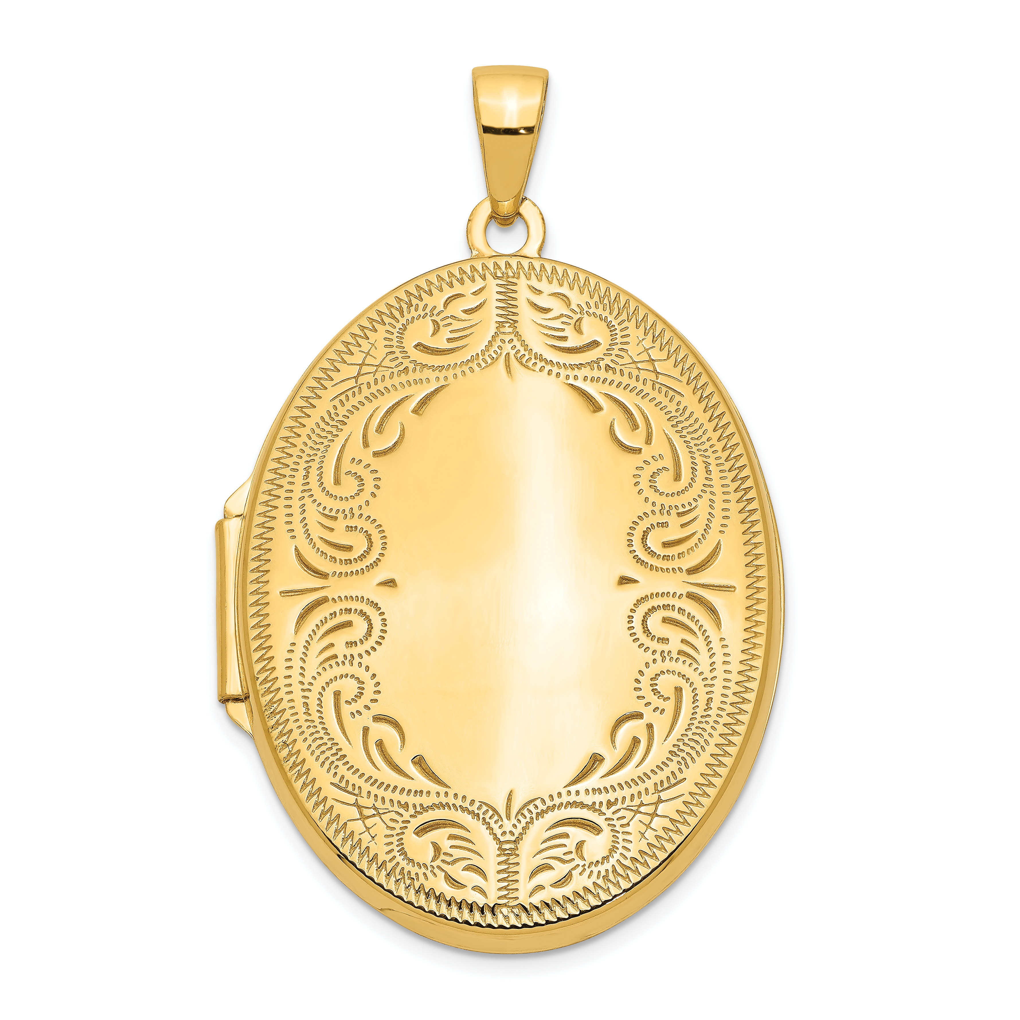 14k Polished Scroll Border 31mm Oval Locket (XL644)