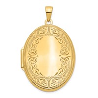 14K Yellow Gold Polished Scroll Border 31mm Oval Locket view 1
