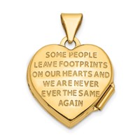 14K with White Rhodium Footprints with Poem on Reverse 15mm Heart Locket view 3