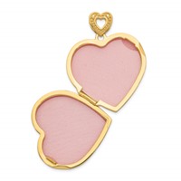 14K Yellow Gold Diamond Vintage Filigree with Pink Fabric Interior 24mm Heart Locket view 4