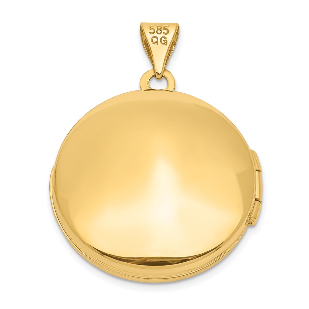 14k Polished Leaves 20mm Round Locket (XL650)