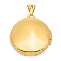 14K Yellow Gold Polished Leaves 20mm Round Locket view 3