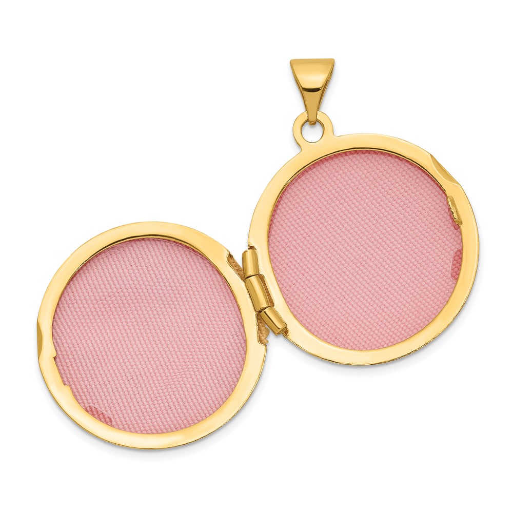 14k Polished Leaves 20mm Round Locket (XL650)