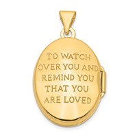 14K with White Rhodium Guardian Angel with Poem on Reverse 21mm Oval Locket view 3