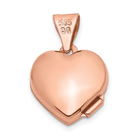 14k Rose Gold with White Rhodium Interlocked Hearts 12mm Heart Locket