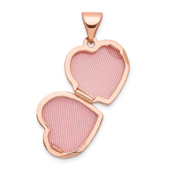 14k Rose Gold with White Rhodium Interlocked Hearts 12mm Heart Locket