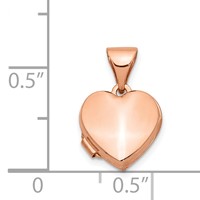 14K Rose Gold Polished Plain 10mm Heart Locket view 5