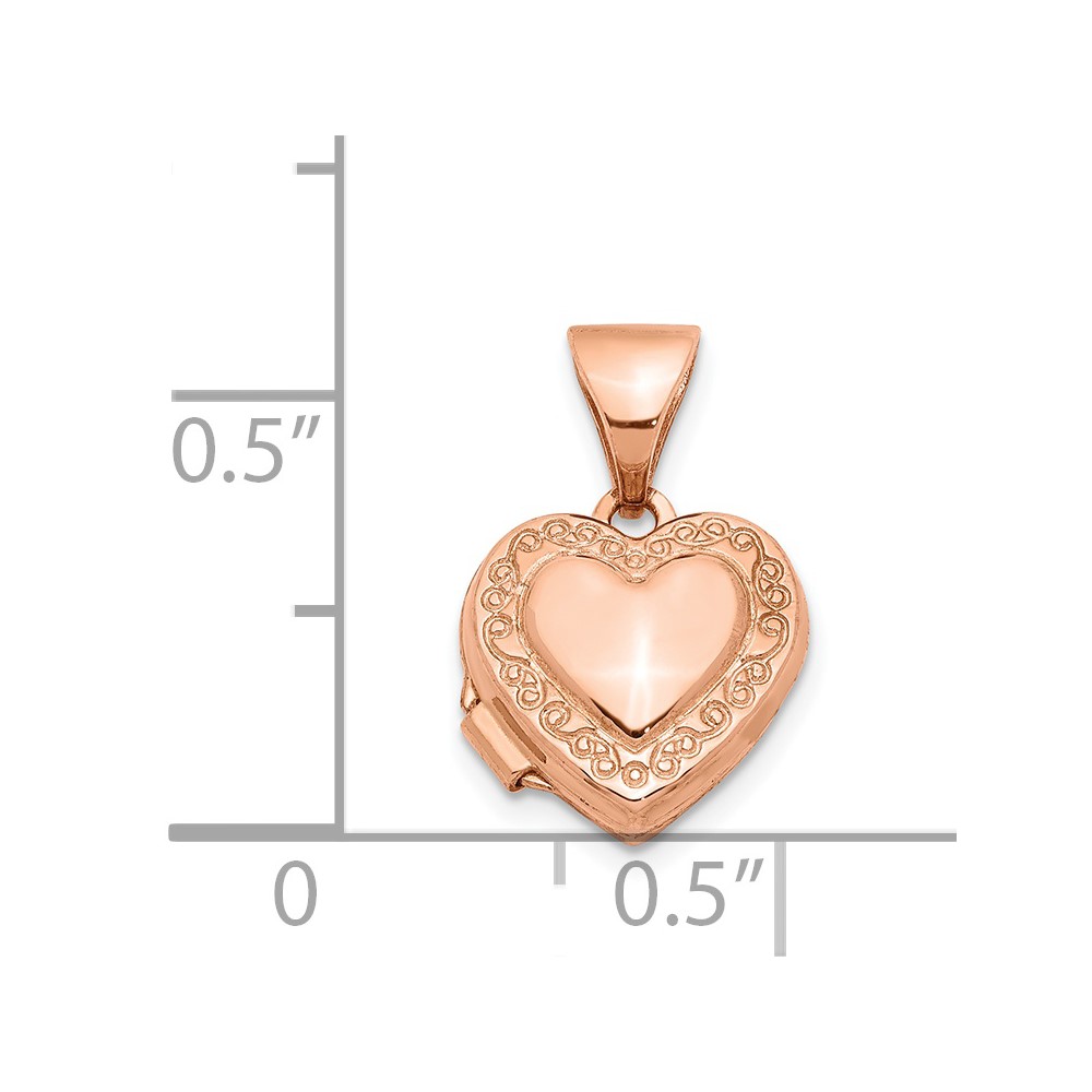 14k Rose Gold Scroll Border 10mm Heart Locket (XL656)