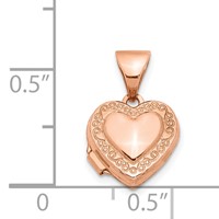 14K Rose Gold Scroll Border 10mm Heart Locket view 5
