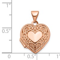 14K Rose Gold Polished Scrolled 15mm Heart Locket view 5