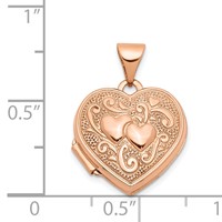 14K Rose Gold Two Hearts 15mm Heart Locket view 5
