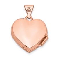 14K Rose Gold Polished Plain 15mm Heart Locket view 3