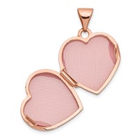14K Rose Gold Polished Plain 15mm Heart Locket view 4