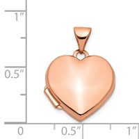 14K Rose Gold Polished Plain 15mm Heart Locket view 5