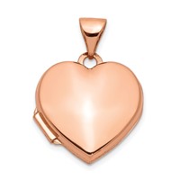 14K Rose Gold Polished Plain 15mm Heart Locket view 1