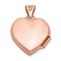 14K Rose Gold Polished Diamond Star 15mm Heart Locket view 3