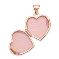 14K Rose Gold Floral Reverses to Love You Always Script 15mm Heart Locket view 4