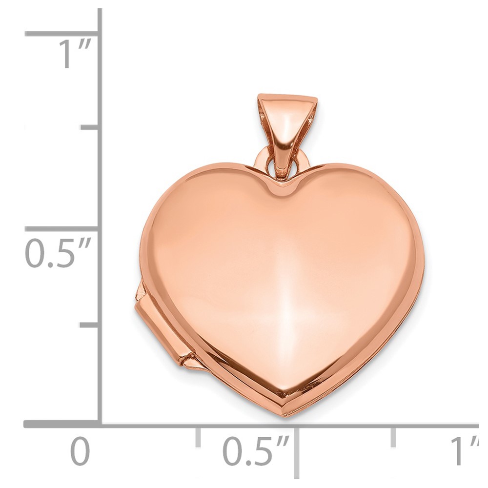 14k Rose Gold Polished Domed 18mm Heart Locket (XL663)