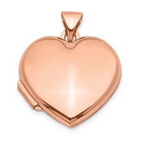 14K Rose Gold Polished Domed 18mm Heart Locket view 1