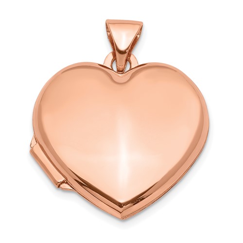 14K Rose Gold Polished Domed 18mm Heart Locket