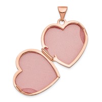 14K Rose Gold Scrolled Design Reverses to Love You Always Script 18mm Heart Locket view 4