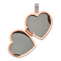 14K Rose Gold Diamond Vintage Filigree with Black Fabric Interior 18mm Heart Locket view 4