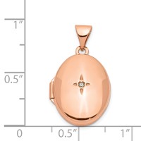 14K Rose Gold Diamond Star 17mm Oval Locket view 5