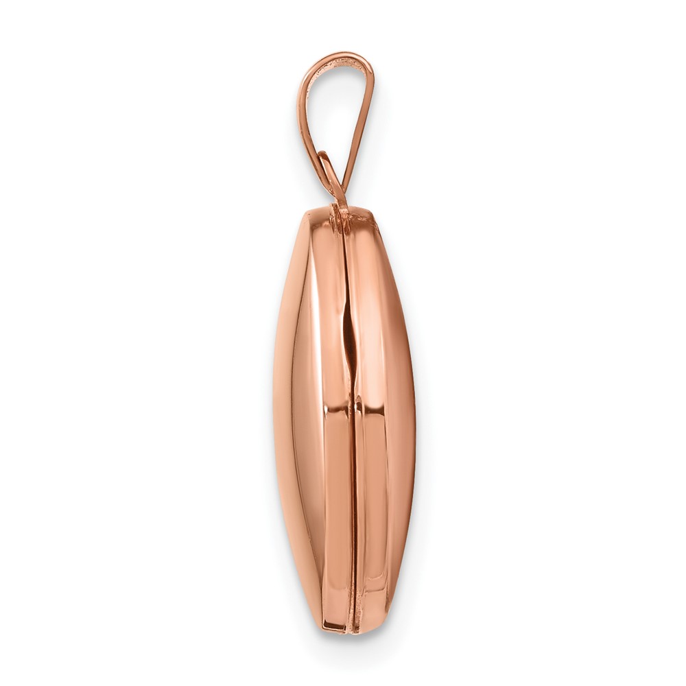 14k Rose Gold Polished Plain 17mm Oval Locket (XL670)