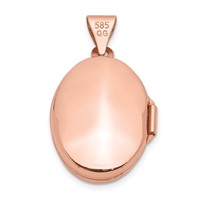 14K Rose Gold Polished Plain 17mm Oval Locket view 3