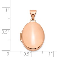 14K Rose Gold Polished Plain 17mm Oval Locket view 5