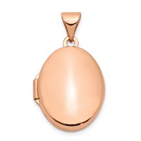 14K Rose Gold Polished Plain 17mm Oval Locket view 1