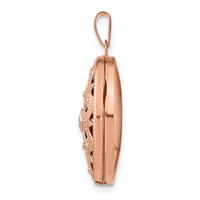 14K Rose Gold Diamond Vintage Filigree with Black Fabric Interior 21mm Oval Locket view 2
