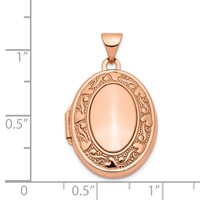 14K Rose Gold Heart and Scroll Border 21mm Oval Locket view 5