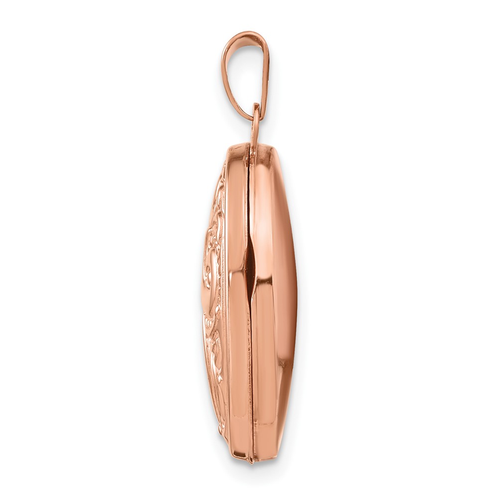 14k Rose Gold Scroll Design 21mm Oval Locket (XL674)