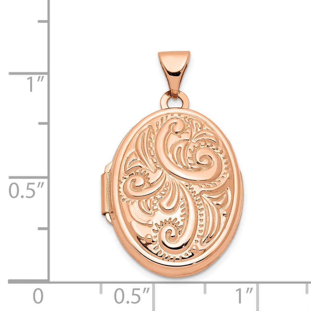 14k Rose Gold Scroll Design 21mm Oval Locket (XL674)