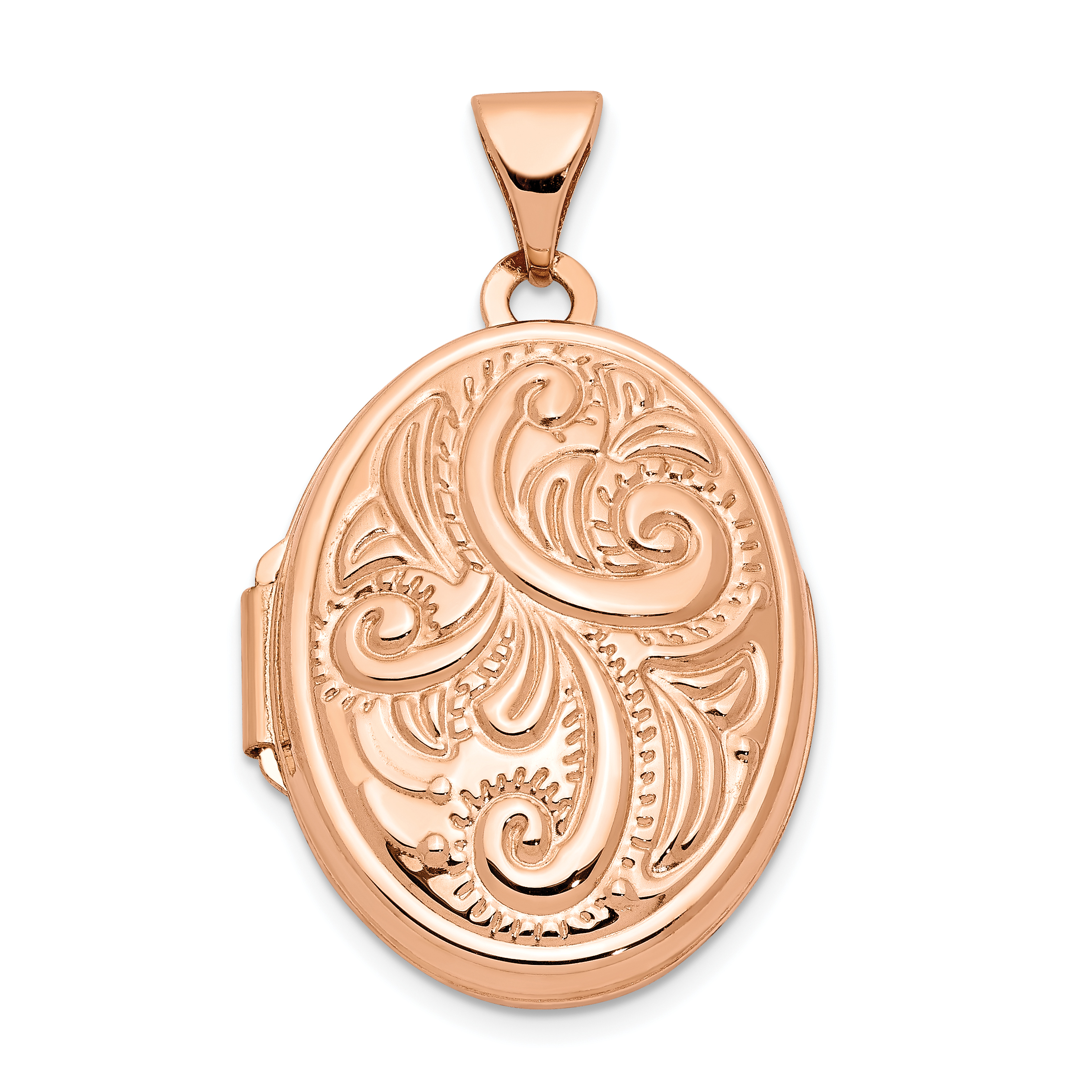 14k Rose Gold Scroll Design 21mm Oval Locket (XL674)