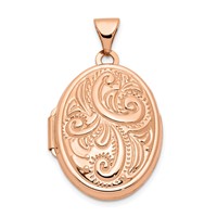 14K Rose Gold Scroll Design 21mm Oval Locket view 1
