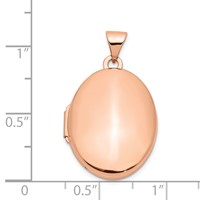 14K Rose Gold Polished Plain 21mm Oval Locket view 5