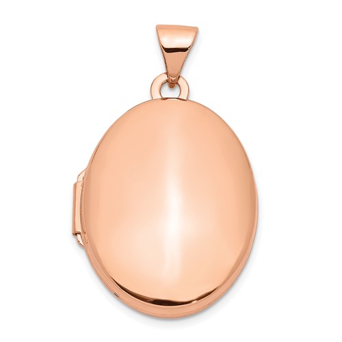 14k Rose Gold Polished Plain 21mm Oval Locket