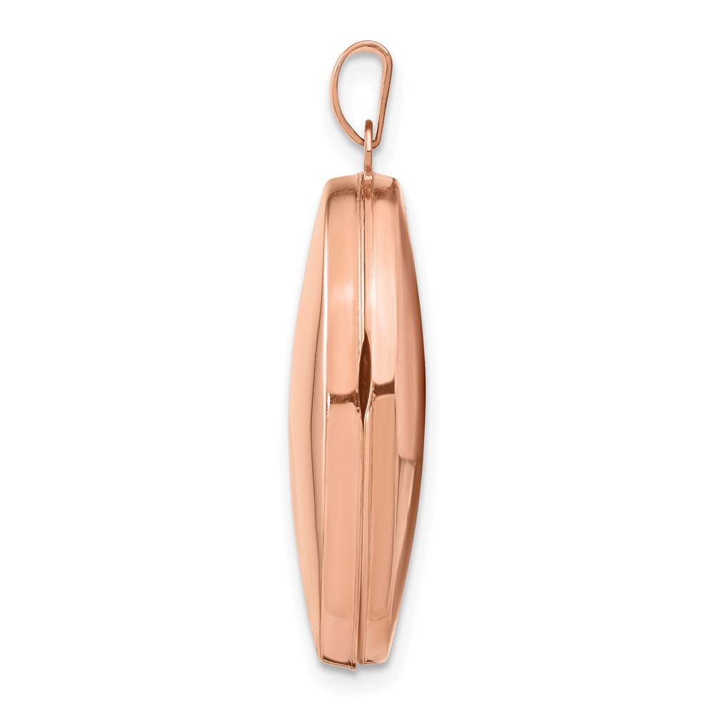 14k Rose Gold Polished Domed Plain 26mm Oval Locket (XL677)