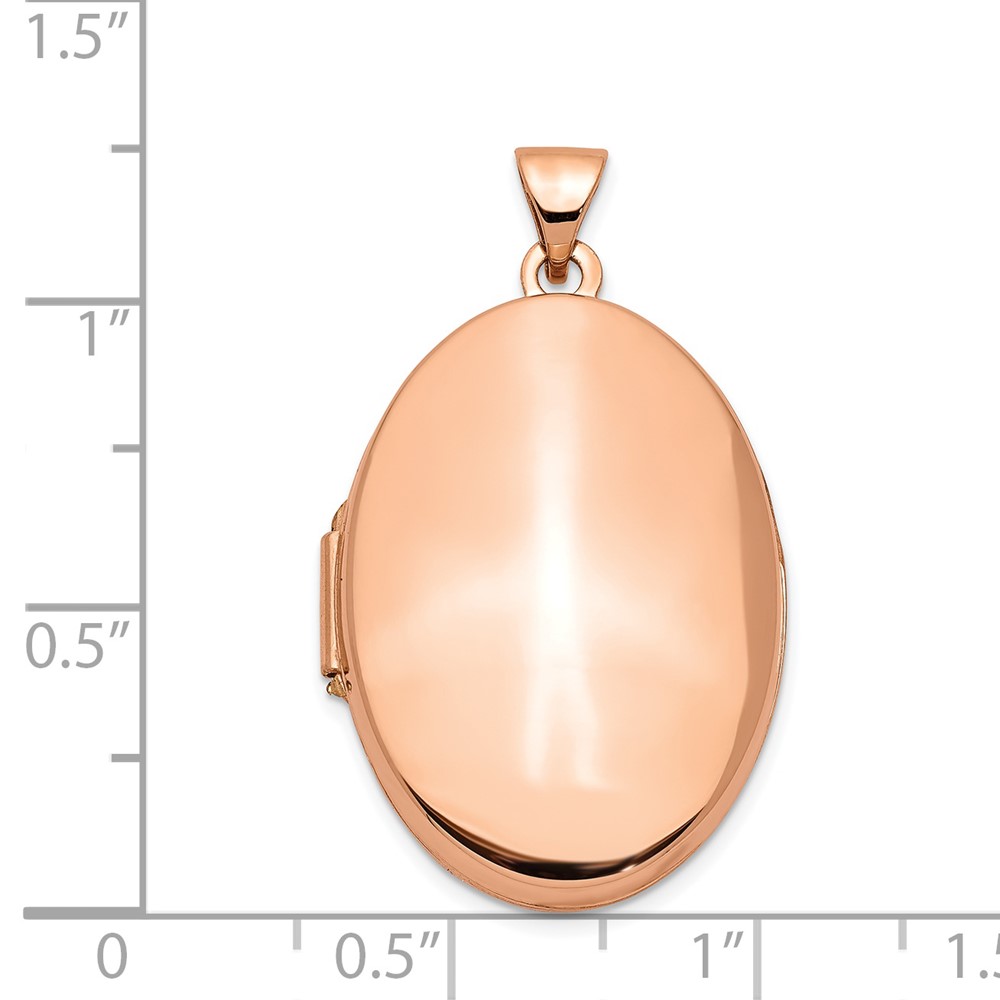 14k Rose Gold Polished Domed Plain 26mm Oval Locket (XL677)