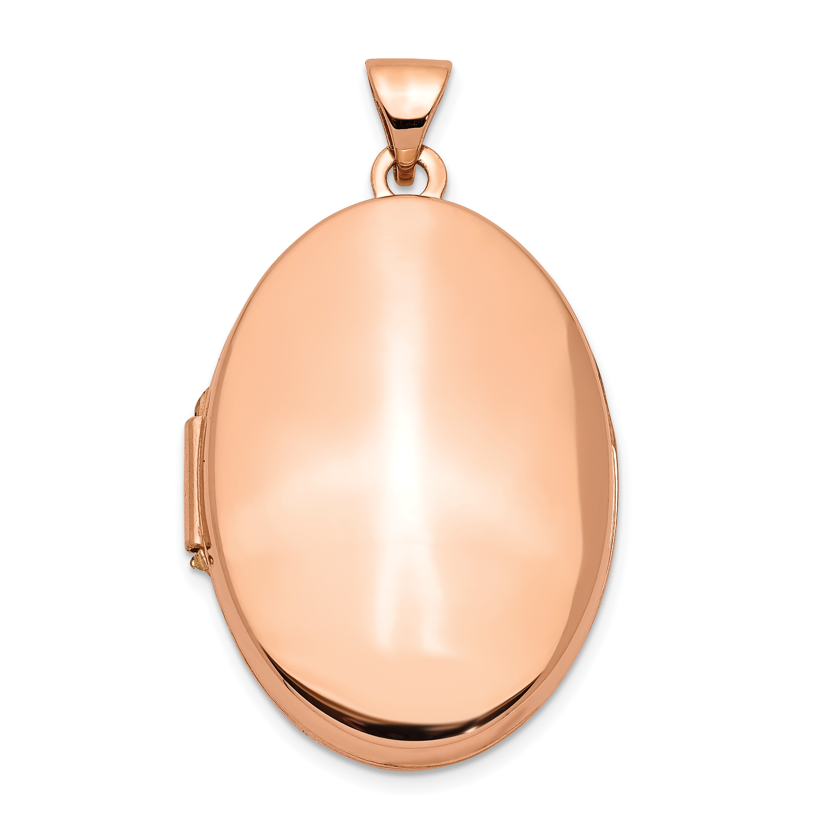 14k Rose Gold Polished Domed Plain 26mm Oval Locket (XL677)