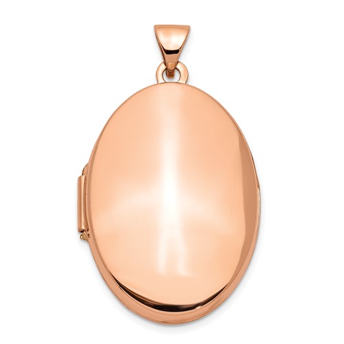 14K Rose Gold Polished Domed Plain 26mm Oval Locket