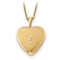 14K 16mmDiamond Heart Locket & Gold-plated Sterling 12mm Pendant view 2