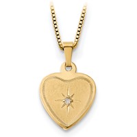 14K 16mmDiamond Heart Locket & Gold-plated Sterling 12mm Pendant view 3